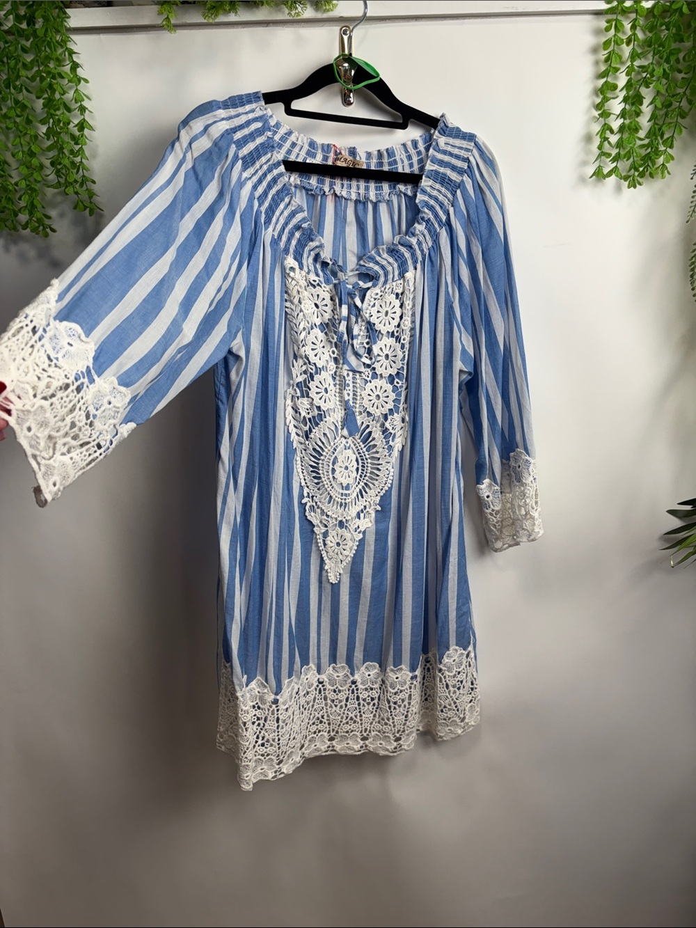 MAGIC Blue & White Striped Top